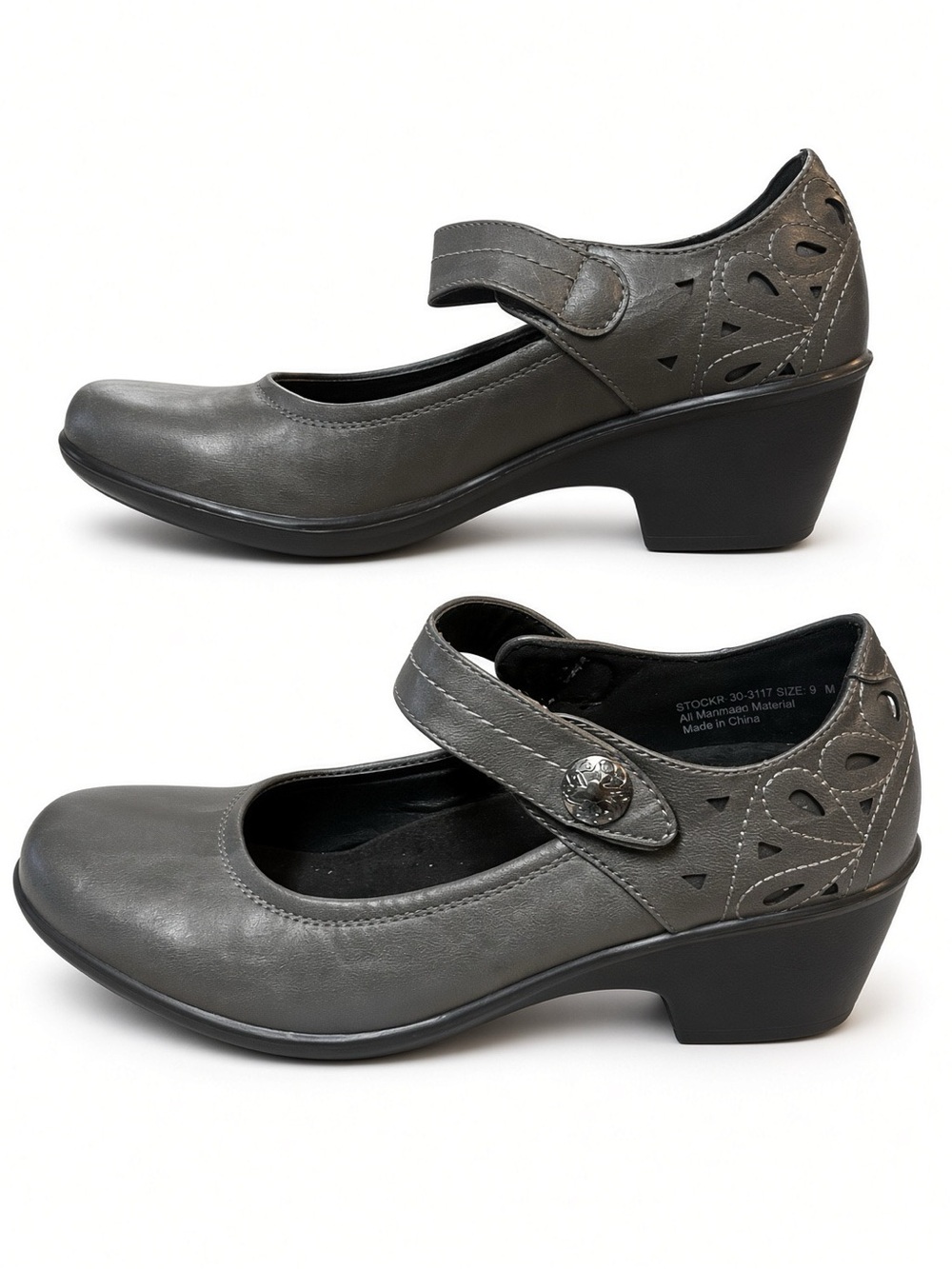 Easy Street Comfort Walk 9M Gray Mary Jane Wedge Cutout NWOB - Picture 2 of 6